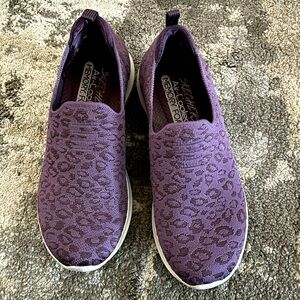 Purple Leopard Spotted Air Cooled Memory Foam Skechers